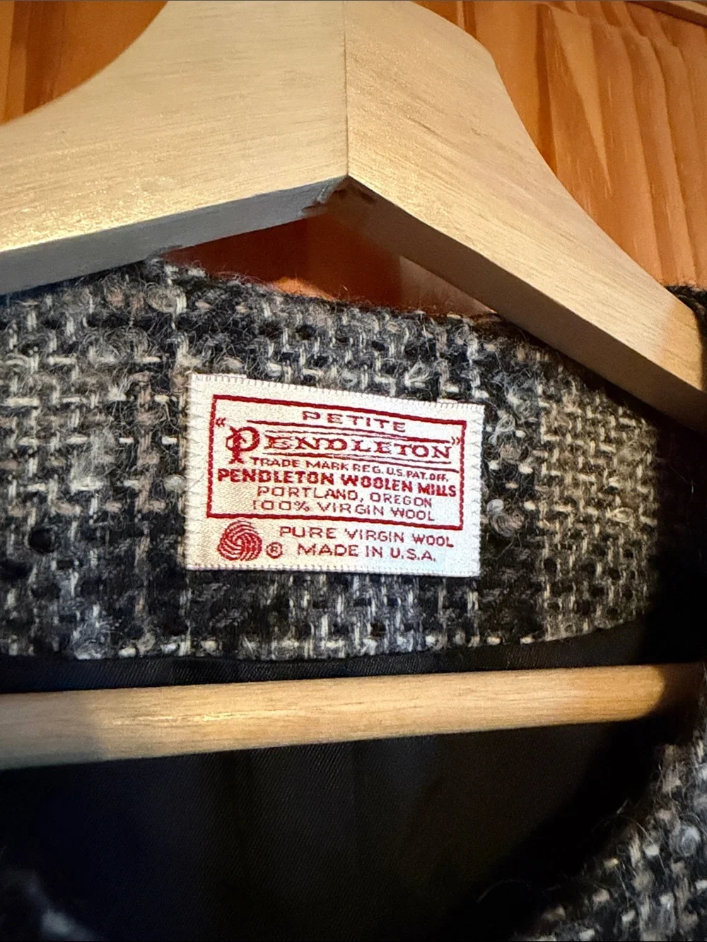 Pendleton Vintage Black & Gray Plaid Boxy Wool Jacket